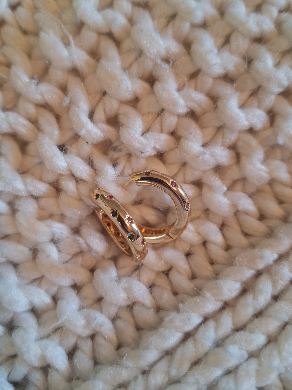 Gold Hoop Earrings with Multicolor Stones NWOT!